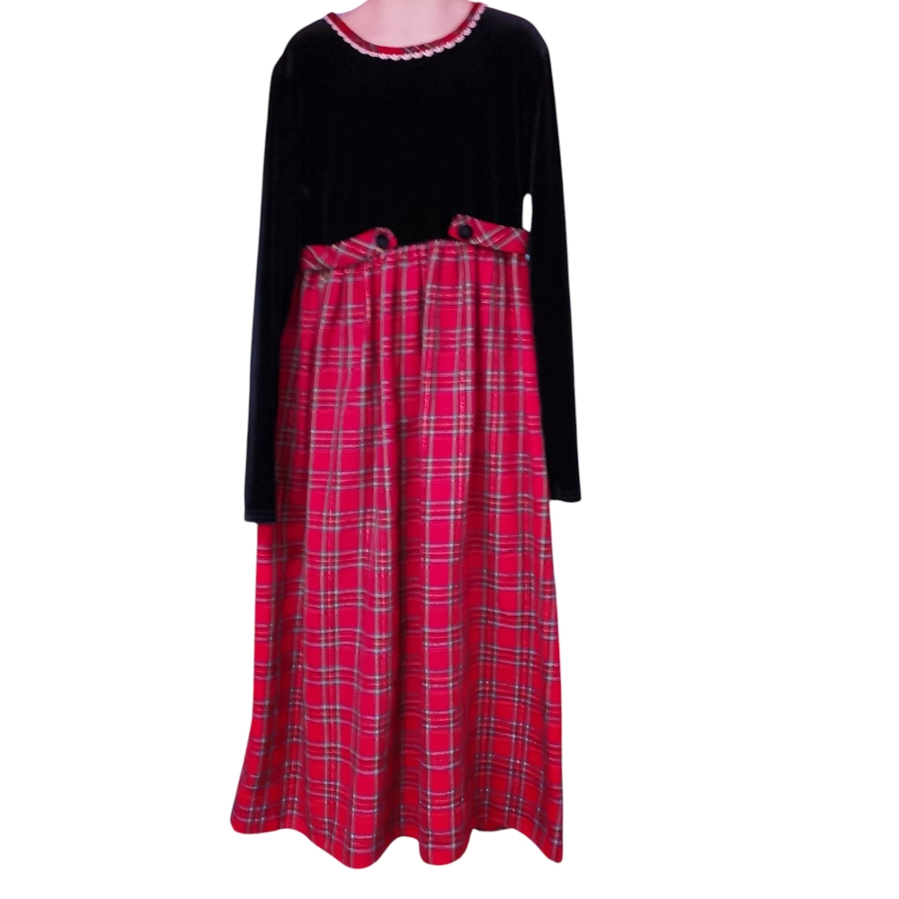 Elegant Black and Red Plaid Kids Formal Dress